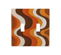 Retro Waves Pattern Orange Brown White Double Gang Toggle Light Cover Wall Plate Switch Decor Standard Size - 11.4x11.4cm