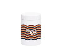 Retro Waves Tea Canister - Colourful Rainbow Stripes Home Gifts - White Screw Top Lid Kitchen Storage Container 750ml Gift