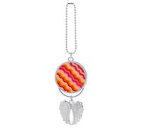 Retro Wavy Pattern Pink Orange Red Color Car Hanging Pendant Car Interior Decoration Rearview Mirror Charms Ornaments