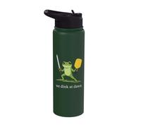 Retro We Dink At Dawn Pickleball Frog Vintage Art Stainless Steel Insulated Water Bottle