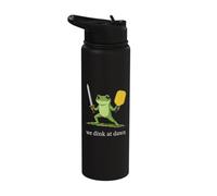 Retro We Dink At Dawn Pickleball Frog Vintage Art Stainless Steel Insulated Water Bottle