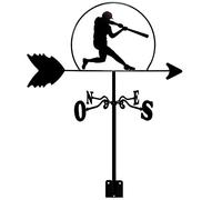 Retro Weather Vane Blacksmith with Roof Mount Weathervane Wind Direction Indicator,Creative Stainless Steel for Farm Yard Home Decor Gift(Color:Gardener) (Baseball Player)