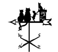 Retro Weathervane Farm Weather Vane Wind Direction Indicator,Yard Wind Measuring Tools with Animal Ornament for Garden Patio Yard Ornament Decoration (Color : Cat family)