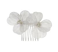 Retro Wedding Hair Clip Set Korean Style Bridal Comb Flower Decor Anti-slip Design Headwear Silver