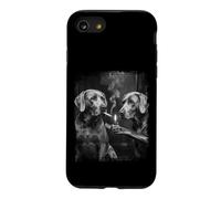 Retro Weimaraner Dogs Lighting A Cigarette Case for iPhone SE (2020) / 7/8