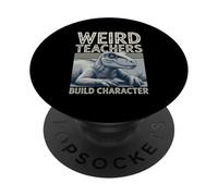 Retro Weird Teachers Build Character Appreciation Dinosaur PopSockets Adhesive PopGrip