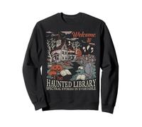 Retro Welcome To The Haunted Library Book Lovers Halloween Sweatshirt