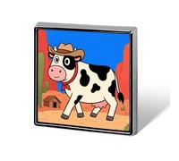 Retro Western Cow Lapel Pin Fashion Brooch Pin Cute Button Badges Square Button Pins Enamel Pins Metal Pinback for Hat Shirt Clothing Bags Decoration