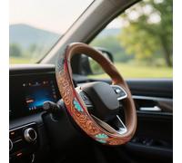 Retro Western Cowboy Car Universal Steering Wheel Cover - Embossed Leather 14.5-15 Inch Anti-Slip Car Accessory for Trucks Cars - for Cowgirl Cowboy (D)
