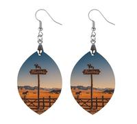 Retro Western Cowboy Horseback Wooden Earrings for Women, Vintage Elegant Wood Jewelry, Lightweight Earrings for Wedding, Party, Everyday Jewelry Gift, Apricot shaped, Wood, wood