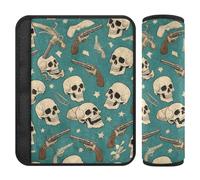 Retro Western Cowboy Skull Green 2 pcs car seat Strap Covers, More Comfort Driving, car seat Cover for Airplane Auto Backpack 10x7.7 in Protector para cinturón de carro