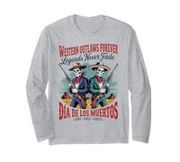 Retro Western Outlaws Forever - Día de Los Muertos Cowboy Long Sleeve T-Shirt