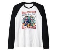 Retro Western Outlaws Forever - Día de Los Muertos Cowboy Raglan Baseball Tee