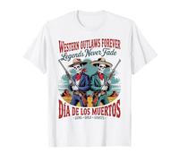 Retro Western Outlaws Forever - Día de Los Muertos Cowboy T-Shirt