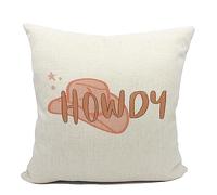 Retro Western Pink Preppy Howdy Cowboy Hat Throw Pillow Cover,Teen Teenage Girls Cowgirls Gifts,18 x 18 Inch Preppy Trendy Decorative Linen Cushion Cover for Bachelorette Party Girls Room College Dorm