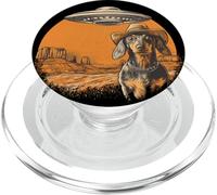 Retro Western UFO Dachshund Cowboy Alien Sci Fi Desert PopSockets PopGrip for MagSafe
