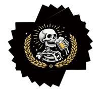 Retro Wheat Ears Skull Beer Mug Placemats Set of 6,Table Mats Non-Slip Heat Resistant Washable Placemat for Party Kitchen Dining Table Decoration Indoor, 45x30cm, Gold White