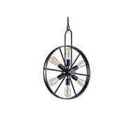 Retro Wheel 6-Light Industrial Loft Pendant Lamp Nordic Wind Slopes Western Restaurant Single Head Hanging lamp Chandelier Fixture Dia 48cm E27 for Home Porch Chandelier Bar Scene