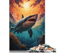 Retro Whisper Shark Puzzles 1000 Pieces Wooden Puzzles Puzzles for Adults for Adults& Teenagers Age 12 Years Up 1000pcs (75x50cm)