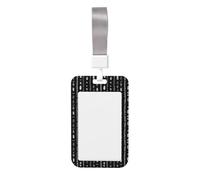 Retro White Black Feathers Print Badge Holder with Lanyard, Hard Plastic Vertical Name ID Card Badge Holders