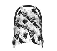 Retro White Black Skull Print Baby Car Seat Covers, Breathable Nursing Cover Breastfeeding Cover, Stroller Covers, Multi-use Infant Carseat Canopy, Baby Boys Girls Newborn Essentials