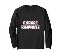 Retro White Bubble Letter Choose Kindness Typography Long Sleeve T-Shirt