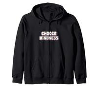 Retro White Bubble Letter "Choose Kindness" Typography Zip Hoodie