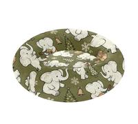 Retro White Elephants Olive Green and Blue Calming Anti Anxiety Pet Dog Beds fluffier Puppy Beds for Medium Size Pets Supplies cama elevada para Perros Grandes