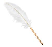 Retro White Feather Ballpoint Pen Exquisite Siganture Pen Refillable Ballpoint Pen for Wedding Office Business Gift Pens for Signing Artwork Journal Writing