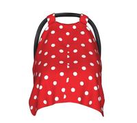 Retro White Polka Dots Red Print Baby Car Seat Covers, Breathable Nursing Cover Breastfeeding Cover, Stroller Covers, Multi-use Infant Carseat Canopy, Baby Boys Girls Newborn Essentials