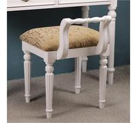 Retro White Upholstered Makeup Chair - Lightweight Vani Stool for Dressing Shoe Changing and Living Room - Stylish Vanity Stool for Home Décor