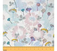 Retro Wild Flowers Fabric by The Yard,Watercolor Botanical Blossom Upholstery Fabric,Spring Summer Floral Leaves Decorative Fabric for Home DIY Projects,Rustic Style Sewing Supplies,2 Yards