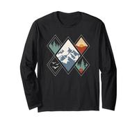 Retro Wilderness Sunset Forest for Nature Trail Explorers Long Sleeve T-Shirt