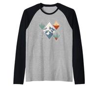 Retro Wilderness Sunset Forest for Nature Trail Explorers Raglan Baseball Tee