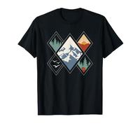 Retro Wilderness Sunset Forest for Nature Trail Explorers T-Shirt
