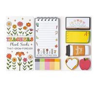 Retro Wildflowers Teachers Sticky Notes Set, Plant Seeds Self-Stick Pads - Writing Memo Pad | Teacher Appreciation Thank You Gift, Back to School Office Supplies
