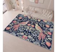 Retro William Morris Indoor Area Rugs 60 x 110 cm Stain Resistant Washable Rug, Anti Slip Rugs for Living Room, Dark Blue Area Rugs for High Traffic Bedroom Patio Porch Non Shedding Carpet