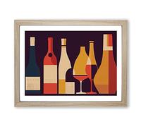 Retro Wine Bottle Art Vol.2 H1022 Framed Print for Living Room Bedroom Home Office Décor, Wall Art Picture Ready to Hang, Oak A2 Frame (64 x 46 cm)