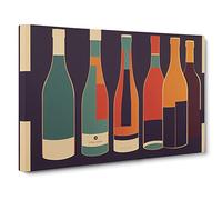 Retro Wine Bottle Art Vol.4 Canvas Wall Art Print Ready to Hang, Framed Picture for Living Room Bedroom Home Office Décor, 30x20 Inch (76x50 cm)