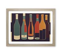 Retro Wine Bottle Art Vol.4 H1022 Framed Print for Living Room Bedroom Home Office Décor, Wall Art Picture Ready to Hang, Oak A3 Frame (46 x 34 cm)