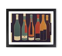 Retro Wine Bottle Art Vol.4 H1022 Framed Print for Living Room Bedroom Home Office Décor, Wall Art Picture Ready to Hang, Black A2 Frame (64 x 46 cm)