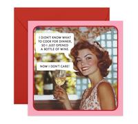Retro Wine Card - Didn't Cook - Funny Birthday or Friendship Card for Her, Mum, Wife Sister, Grandma, Wine Lovers, Mothers, Girlfriend, Fiance, Women, Ladies, Auntie - Comes with Fun Stickers