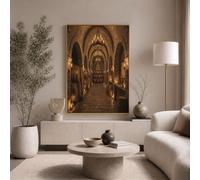 Retro Wine Cellar Tunnel Wall Art Prints Unframed, Modern Artwork Wall Decor, Medieval Rural Architecture Prints Canvas For Living Room 28X39 Inch, Brown Aesthetic Poster Art Print For Bedroom