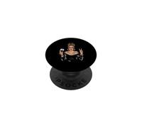 Retro Wine Lady Messy Bun Leopard Bandana Vibes PopSockets Adhesive PopGrip