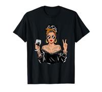 Retro Wine Lady Messy Bun Leopard Bandana Vibes T-Shirt