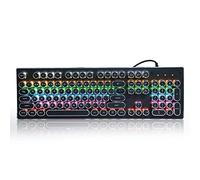 Retro Wired Mechanical Gaming Keyboard 104 Keys USB Mixed LIight Keyboard for Desktop Notebook Computer(black)