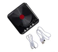 Retro Wireless 5.0 Speaker with FM, Mini Record Player Style HiFi Stereo Sound, Rotating Vinyl Design, Multiple Playback Modes via,(Black)