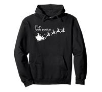Retro Witchy Wizard Fly You Fools Sleighing Christmas Humor Pullover Hoodie