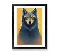 Retro Wolf Art Framed Print | A3 Black Framed Wall Art | Ready to Hang | Retro Animal Picture | Living Room Bedroom Lounge Office