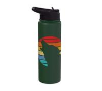 Retro Wolf Howling Survives Mountain Silhouette Stainless Steel Insulated Water Bottle